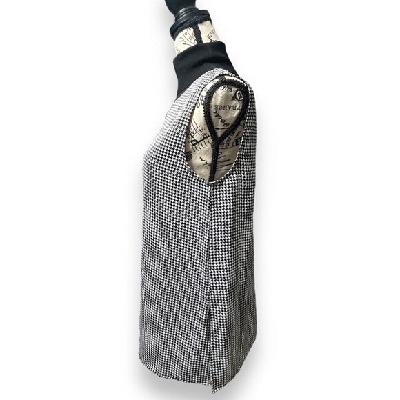 Club Monaco M Houndstooth Sleeveless Turtleneck Blouse Office Chic Minimalist - Picture 7 of 12